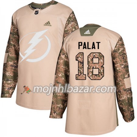 Dresovi Tampa Bay Lightning Ondrej Palat 18 Adidas 2017-2018 Camo Veterans Day Practice Authentic - Muške